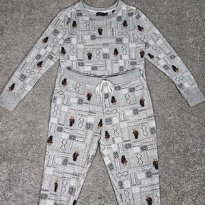 Polo Ralph Lauren Pajama Set Womens (Top XL) (Pants L) Polo Bear Joggers Gray